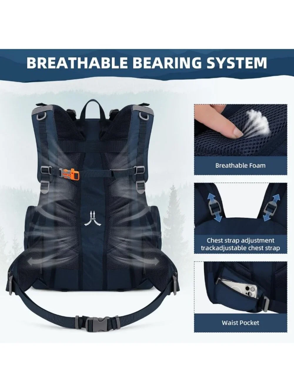 40L Waterproof Hiking Backpack | Lightweight Travel Daypack with Rain Cover